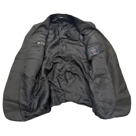 13-19 BROOKS BROTHERS Men's Fitzgerald 1818 Wool Suit Striped Black Size 42R/W36 - Picture 4 of 16